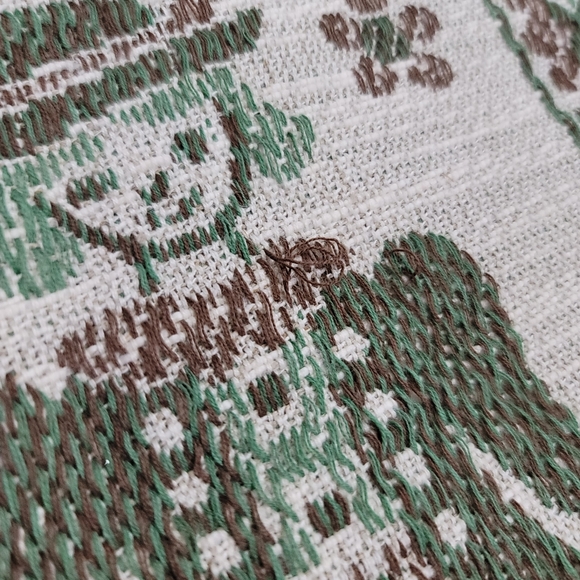 Vtg Folk Art Theme Woven Fabric Pillow Sham Cover - Picture 10 of 11